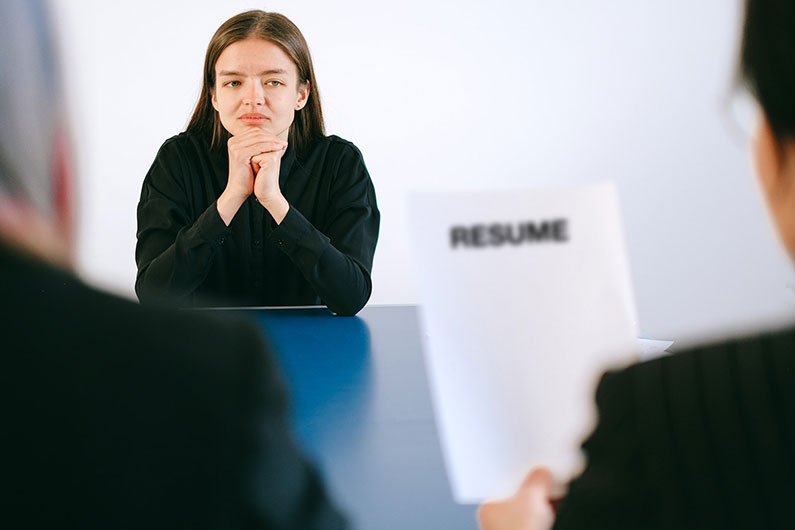  A woman interviewing for a job